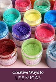 Mica powders with acrylic paint you can make your acrylic paint colors metallic by mixing a little powder into a dab of paint with a pallet knife. Creative Ways To Use Micas Try Them In Resin Casting Encaustic Painting And More Mica Powder Crafts Mica Mica Powder
