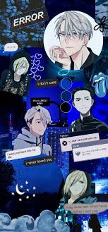 Yuri On Ice Collage Wallpaper In 2020 Blue Anime Cute Anime Wallpaper Blue Aesthetic Dark