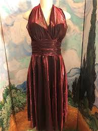 Dressbarn 8 Red Metallic Ruched Lined Below Knee Halter Dress Dressbarn Partycocktail Dress Barn Dresses Dresses