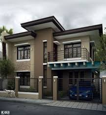 Desain rumah modern 3 lantai dengan kusen berwarna coklat tua. Desain Rumah Minimalis 2 Lantai Dengan Balkon