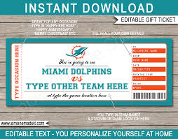 Free printable santa coloring pages for kids. Miami Dolphins Game Ticket Gift Voucher Printable Surprise Football Tickets