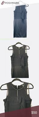 Poleci Dress 100 Silk Black Sheer Ruffle Top Poleci Dress 100 Silk Black Sheer And Ruffle Top Sheath Dress Size 4 Lying Flat Measu Ruffle Top Dress 100 Tops