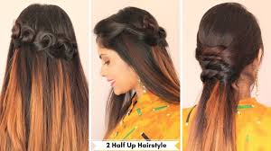 Easy 2 Halfup Hairstyle For Tradition Indian Outfit Easy Hairstyle For Kurti Youtube
