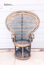Because wicker has so many layers and weaves, you really have to approach it from all angles. Peacock Chair Makeover Camille Styles