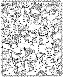 Snowman colouring pages to print. Adult Christmas Snowman Coloring Pages Printable