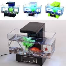 Mini Usb Fish Tank Aquarium Led Light Sound Recycled Water Small Electronic Ecological Aquarium Fish Tank A Aquarium Led Led Aquarium Lighting Desktop Aquarium