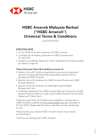 Satu pertiga daripada cawangan hsbc menawarkan produk dan perkhidmatan perbankan islam, di bawah anak syarikat mereka iaitu hsbc amanah malaysia berhad. Https Www Hsbcamanah Com My Content Dam Hsbc Hbms Documents Universal Bank Notice Of Changes 2019 July22 Revision Terms And Conditions Pdf