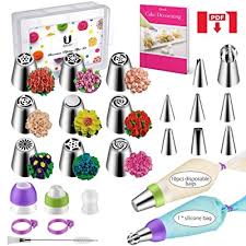 Don't buy a cake decorating kit before reading these reviews. Russian Piping Tips Set 34pcs Cake Decorating Kit Baking Supplies Set Large For Cupcake Cookies Birthday