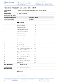 Post Construction Cleaning Checklist Better Than Pdf Template