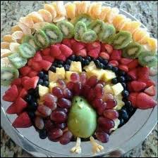 This is one of my favorite fruit salad recipes, as i think the sauce really makes it. Turkey Fruit Platter For Thanksgiving Eclectic Entertaining
