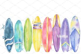 Surfing Watercolor Surfboards Surfboard Drawing Beach Watercolor Watercolour Inspiration