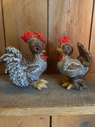 Buy Vintage Porcelain Rooster & Hen Figurines De Lee Art Delee California  Ceramic Rooster and Hen Rooster and Hen Pottery Online in India