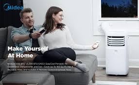 Ft while simultaneously providing fan and dehumidification functions in any home, bedroom, office or cabin; Amazon Com Midea Map08r1cwt 3 In 1 Portable Air Conditioner Dehumidifier Fan For Rooms Up To 150 Sq Ft 8 000 Btu 5 300 Btu Sacc Control With Remote White Home Kitchen