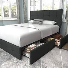 Wicker teak or rosewood is the. Amazon Com Allewie Queen Platform Bed Frame With 4 Drawers Storage And Headboard Square Stitched Button Tufted Upholstered Mattress Foundation With Wood Slat Support No Box Spring Needed Dark Grey Kitchen Dining