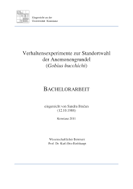 Die spezialisierungsphase in welcher einer der sieben verfügbaren schwerpunkte (anthropologie, botanik, mikrobiologie und genetik, molekularbiologie. Pdf Verhaltensexperimente Zur Standortwahl Von Anemonengrundel Gobius Bucchichi