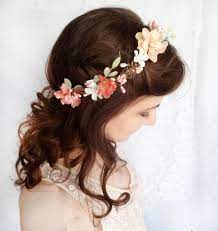 Coral Pink Flower Circlet Mint Green Wedding Cream Bridal Headpiece Beatrix Rustic Hair Wreath Flower Girl Wedding Accessories Tocados De Novia Joyas Para El Cabello Ramos De Novia