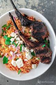 Mediterranean Grilled Lamb Chop Recipe With Tomato Mint Quinoa Grilled Lamb Lamb Chop Recipes Tomato Recipes