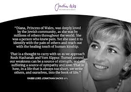 Following the passing of Diana, Princes of Wales, 25 years ago today, Rabbi  Sacks wrote a tribute to the late princess. The funeral coincided with  Parshat Shoftim, which we will read this