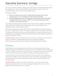 Vervollständige die sätze und schreibe dann den bericht zu ende. Executive Summary Anleitung Kostenlose Vorlage