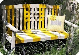 Striped Garden Bench Makeover Spray Paint Project Garden Bench Bench Makeover Painted Benches