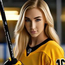Kendra Sunderland, в желтой хоккейной…» — создано в Шедевруме