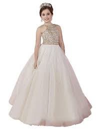 Girls Princess Crystals Lace Up Tulle Teens Pageant Ball Gowns Champagne Champagne Cy12i7eychj Flower Girl Dresses Tulle Ball Gowns Girls Special Occasion Dresses