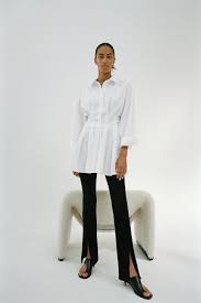 Pleated Shirt Dress Trf Zara United States Zara man mens medium slim fit linen blend shirt blue white striped button down. pleated shirt dress trf