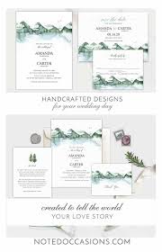 Mountain Wedding Invitations Template Watercolor Forest Lake Mountain Wedding Invitations Wedding Invitation Templates Mountain Wedding