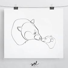The Mamma Bear With One Line Print Is The Perfect Gift For All Moms Out There It Is Printed On Beautiful Bright Whit Bear Tattoos Polar Bear Tattoo Mamma Bear