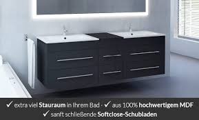 Sie haben ein großes badezimmer? Badmobel Mit Doppelwaschtisch Fur Mehr Stauraum Im Bad Badmobel Aus Eigener Produktion Ohne Versandkosten