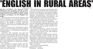 Koleksi keratan akhbar berikut di kumpul dari sumber luar. Blog Koleksi Akhbar Pendidikan New Sabah Times English In Rural Areas