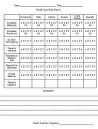 Student Behavior Chartlog For Middle School Or High School