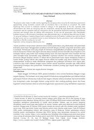Penulis akan menyajikan beberapa tahapan membuat beserta contoh jurnal untuk memudakan memahami. Pdf Hukum Tata Negara Darurat Corona Di Indonesia