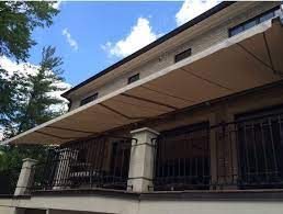 This Project Featured 1 Gigantic Motorized Folding Lateral Arm Retractable Awning Installed On The Wall Over The Custom Retractable Awning Awning Metal Awning