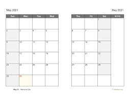 Year after year, memorial day weekend in las vegas continues to outdo itself as one of the biggest parties of the year. May 2021 Calendar On Two Pages Wikidates Org