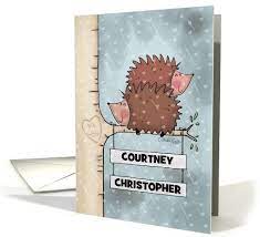 Customized Names Happy Anniversary Hedgehogs In Tree Stuck Together Card Happy Anniversary Cards Anniversary