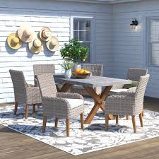 Clarion 7 Piece Teak Dining Set With Sunbrella Cushions In 2020 Teak Outdoor Furniture Sunbrella Cushions Beachcrest Home