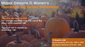 The recipients of strike out hunger's thanksgiving basket giveaway will have one less thing to worry about during the holidays this year. Our Orange Thanksgiving Turkey Giveaway Orange City Council