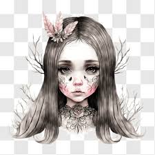 Download Young girl with long white hair and blue eyes PNGs Online