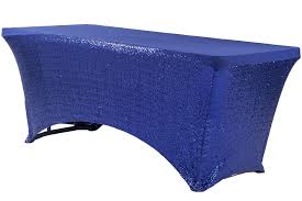 Glitz Sequin Spandex Table Cover 6 Ft Rectangular Navy Blue Wedding Sand Sand Ceremony Wedding Sequin Spandex