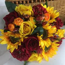 Huge sale on wedding rose bouquet now on. A Brides Wedding Bouquet Featuring Artificial Silk Roses Sunflowers Artificial Wedding Bouquets Wedding Bouquets Bride Wedding Bouquets