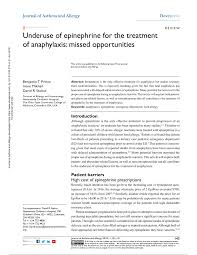 Pdf Underuse Of Epinephrine For The Treatment Of