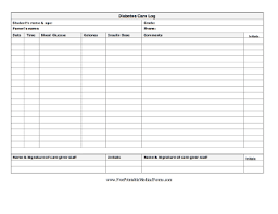 Glucose Record Sheet Free