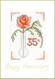Buon 35 anniversario di matrimonio : Coral Anniversario Di Matrimonio Buon Anniversario Card Punto Croce Kit 16 Aida Ebay