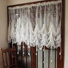 Garland lace window accessories have 1.5 rod pockets. Amazon Com Fadfay Lace Balloon Curtain White Adjustable Tie Up Curtain Shade Embroidered Semi Sheer Farmhouse Drape For Living Room Bedroom Dining Room 1 Panel Floral Tulle Curtains For Windows 78 59 Home Kitchen
