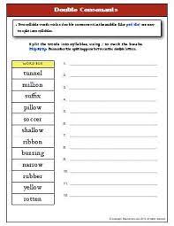 Check spelling or type a new query. Worksheet Double Consonants Split The Words Into Syllables Using To Mark The Breaks H Syllable Worksheet Consonant Words Multisyllabic Words Activities
