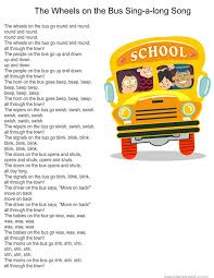 Wheels On The Bus Sing A Long Poster Nursery Songs Preschool Songs Nursery Rhymes Songs