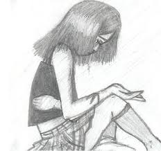 Depressed Broken Girl Drawing Selective focus photography of woman surrounded by people in the street. depressed broken girl drawing