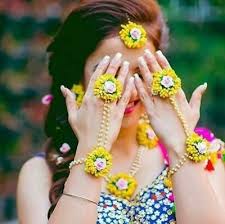 Ebay Ad Beautiful Handmade Yellow Floral Flower Bridal Jewelry Set For Haldi Mehndi Wedding Flower Jewelry Flower Jewellery Fresh Flower Jewelry