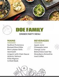 We can give you samples of dinner party menu templates if you will be needing one in the dinner party that you will host. Dinner Party Menu Templates Photoadking